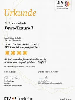 Urkunde 4-Sterne Klassifizierung 