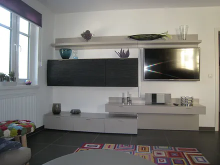 großzügiges Wohnzimmer mit Schlafcouch