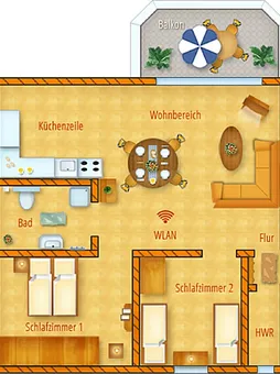 Grundriss Obergeschoss mit Balkon