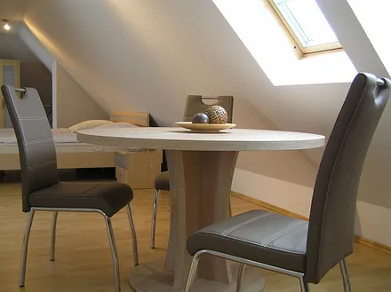 offener Wohn- und Schlafbereich mit SAT-TV, WLAN sowie einer gemütlichen Couch 