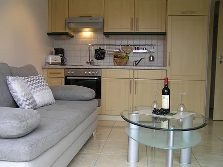 Wohnbereich mit Küche und Schlafcouch (ca. 140 x 190 ) für max. 2 Personen