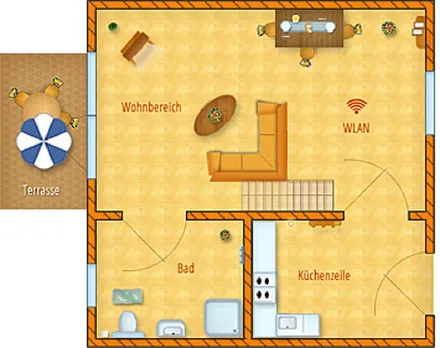 Grundriss Erdgeschoss mit Terrasse