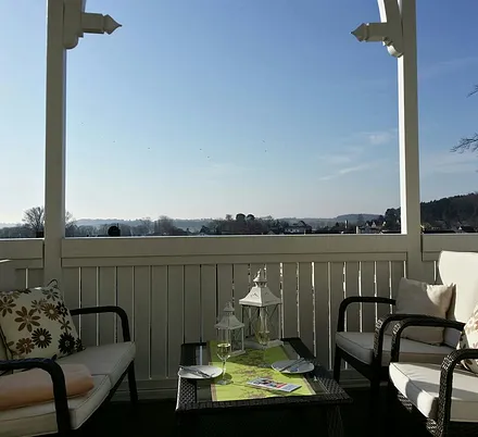 Balkon mit weiter Sicht Richtung Selliner See