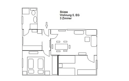 Grundriss Wohnung 5 EG Skizze