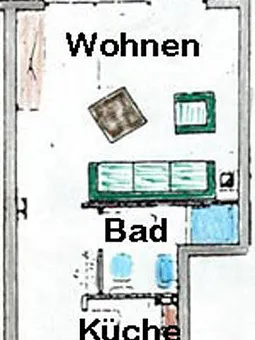 Grundriss der Ferienwohnung Typ 1 mit Terrasse