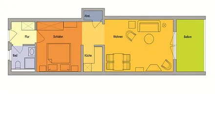 Wohnung mit offener Bauweise, großem Balkon