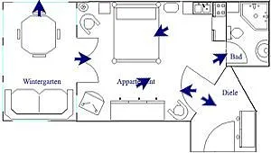 - Grundriss des Appartemements 3.1 der Villa Goodewind - 
