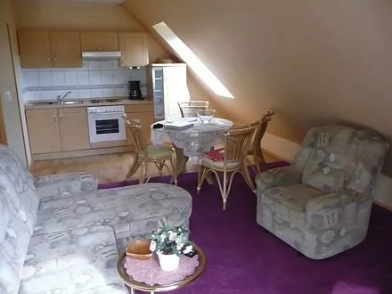 Wohnraum mit Küchenzeile und Essplatz  