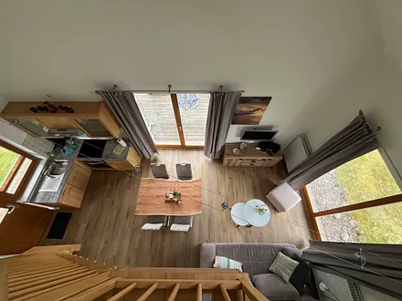 Wohnbereich Blick von der offenen Galerie