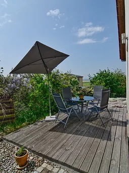 Terrasse Südlage mit Blick zum Achterwasser