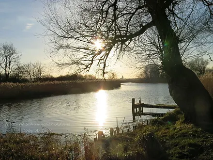 die Recknitz mündet in den Bodden