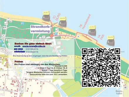 Strandkorbplan mit QR Buchungscode