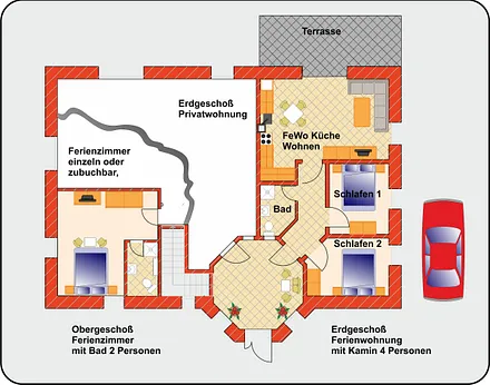 Grundriss Ferienwohnung / Ferienzimmer