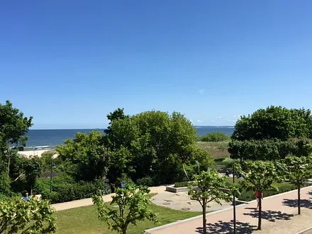 Blick auf die poln. Steilküste vom Balkon