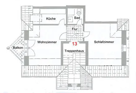 Grundriß Fewo "Inselliebe". Ein Parkplatz am Haus ist kostenfrei vorhanden.