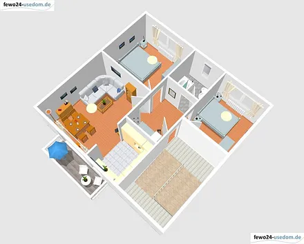 Sonnige große 3-Zi Fewo mit Wohn/Essbereich, 2 Schlafzimmer XL/L, Vollbad, Küche, Flur