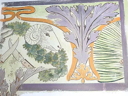 Wandmalerei im oberen Küchenbereich