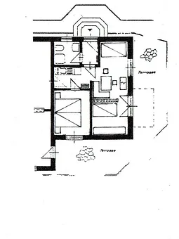 Grundriss der im EG separat liegenden Ferienwohnung 