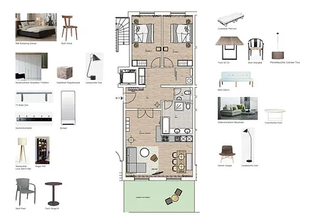 Grundriss und Möblierung Wohnung 11