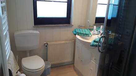 Bad mit Dusche und WC