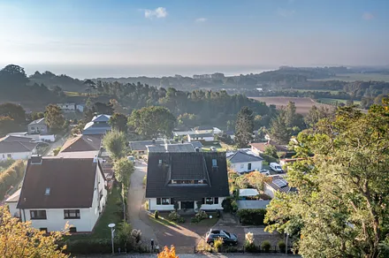 Herbstlicher Morgen, Blick über unser Haus auf die Ostsee