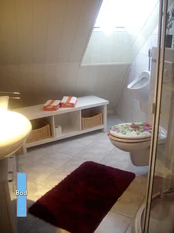 Bad mit Dusche, WC und Urinal