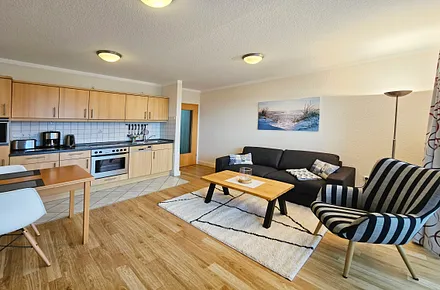 Küchenzeile im Wohnzimmer inkl. Spülmaschine, Backofen, Mikrowelle