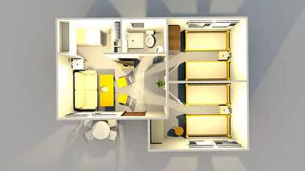 3D - Grundriss / Draufsicht vom Ferienbungalow in Alt Reddevitz auf Rügen