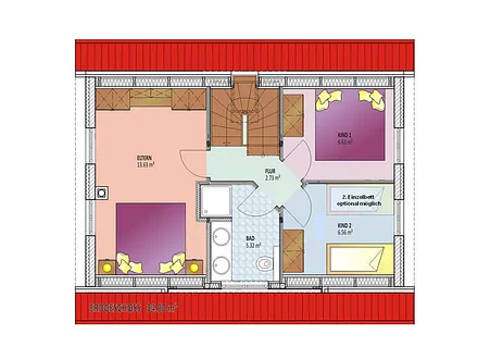 Grundriss des Obergeschosses