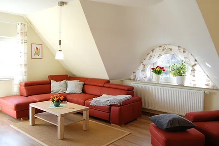 Wohnzimmer mit ausklappbarer Schlafcouch (130x200)