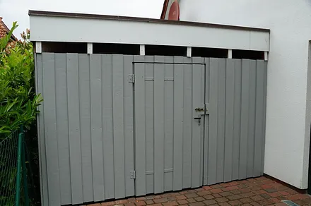 abschließbarer Fahrradraum zur kostenlosen Nutzung direkt am Haus