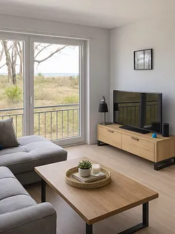 Wohnbereich, überdachter Balkon