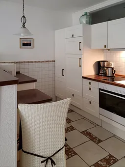 Küche rechte Seite mit Geschirrspüler, Mikrowelle, Kühlschschrank mit Gefrierfach... 