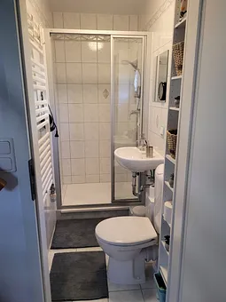 Blick auf die geräumige Dusche