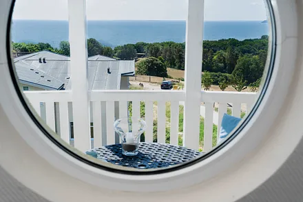 Blick auf Usedom von unserem Bullauge im Wohnzimmer