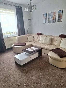Wohnzimmer mit Schlafcouch 