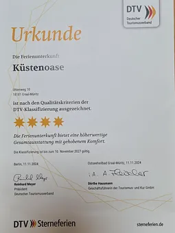 4 Sterne Ferienwohnung von dem DTV Klassiefiziert