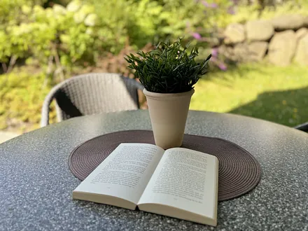Villa Antje - auch ein Buch kann in Ruhe auf der Terrasse gelesen werden