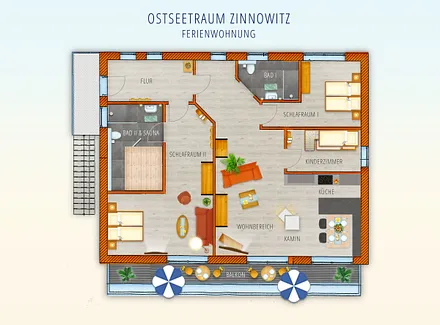 Grundriss der Ferienwohnung "Ostseetraum"