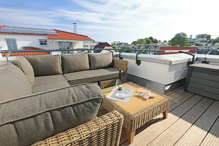 große Dachterrasse (nördlich) mit gemütlicher Lounge und wunderbaren Blick über Göhren