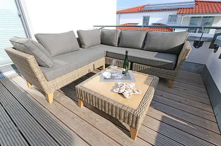 große Dachterrasse (nördlich) mit gemütlicher Lounge und wunderbaren Blick über Göhren
