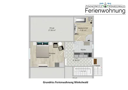 Grundriss inkl. Einrichtung - Ferienwohnung Winkelwald