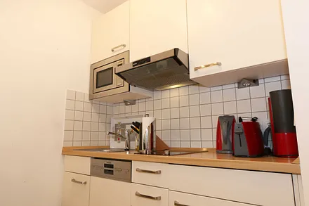 moderne Küchenzeile mit allem was benötigt wird