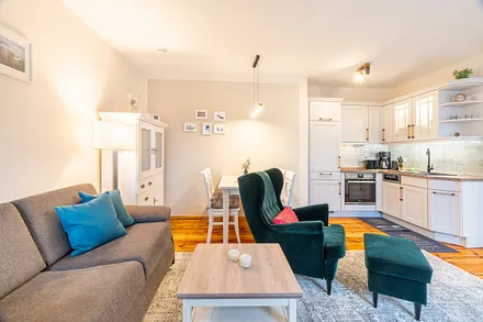 Wohnzimmer mit integrierter Küche