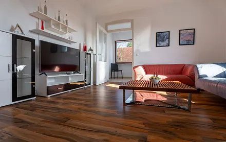 Wohnzimmer mit Biokamin