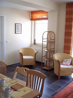 Das Wohnzimmer von der Küche aus