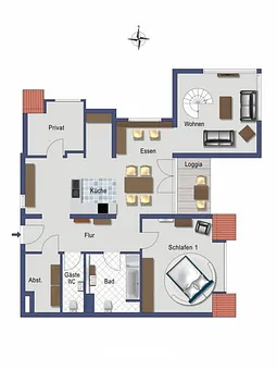 Grundriss untere Etage 