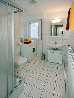 Bad mit Dusche, WC und Waschmaschine