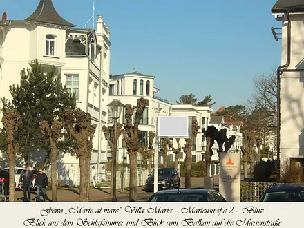Blick vom Balkon in die kurze Marienstraße (Einbahnstraße)