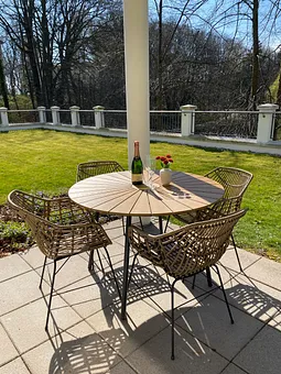 Blick von der Terrasse in den Goethepark im Frühling